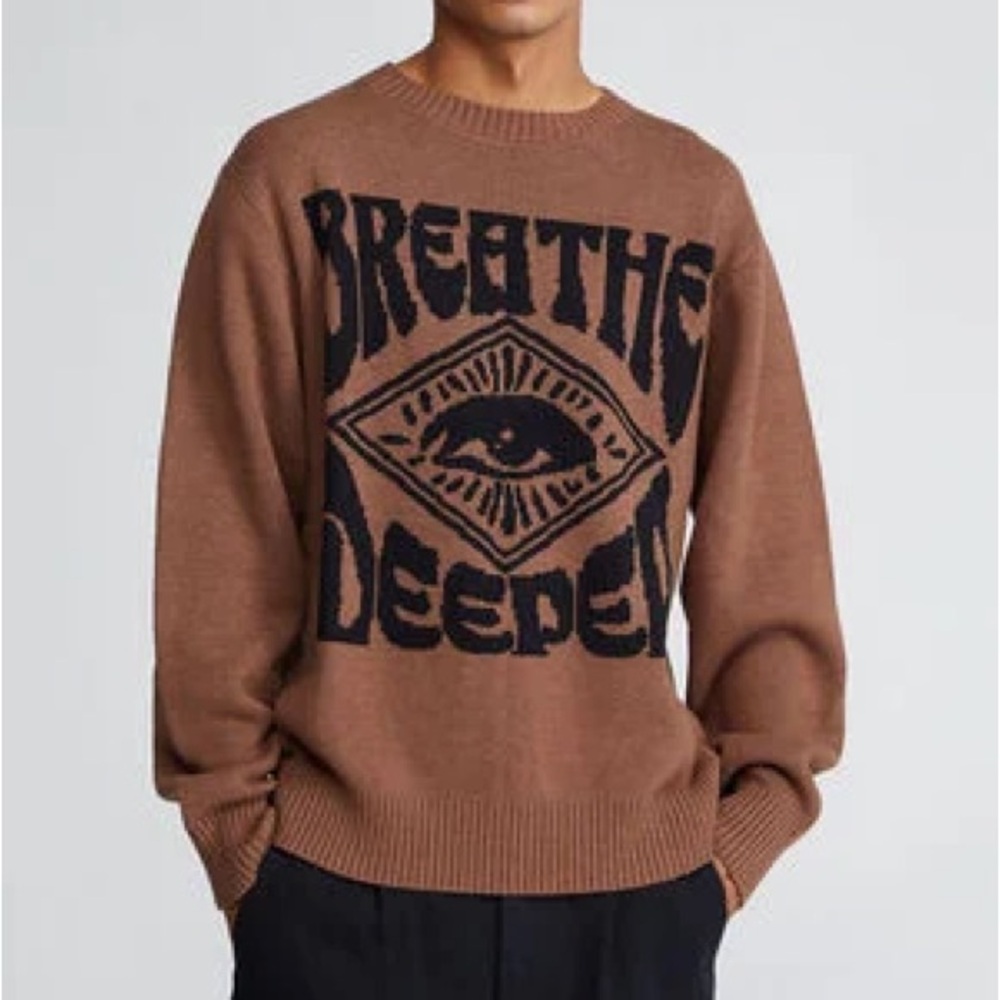 Pacsun Brown Graphic Men's Sweater Size Small
